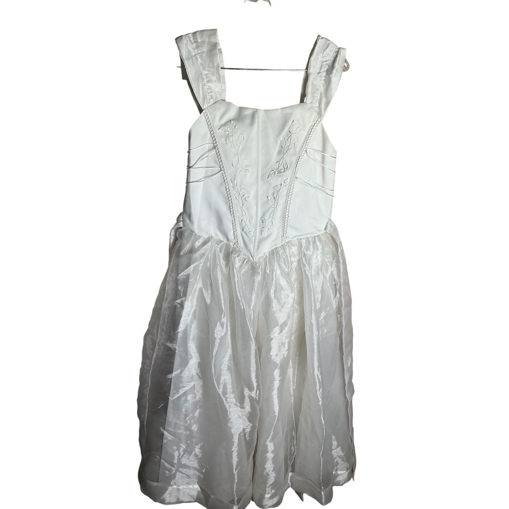 White Formal Dress Girls‎ Communion Special Occasion Tulle Skirt Size 4